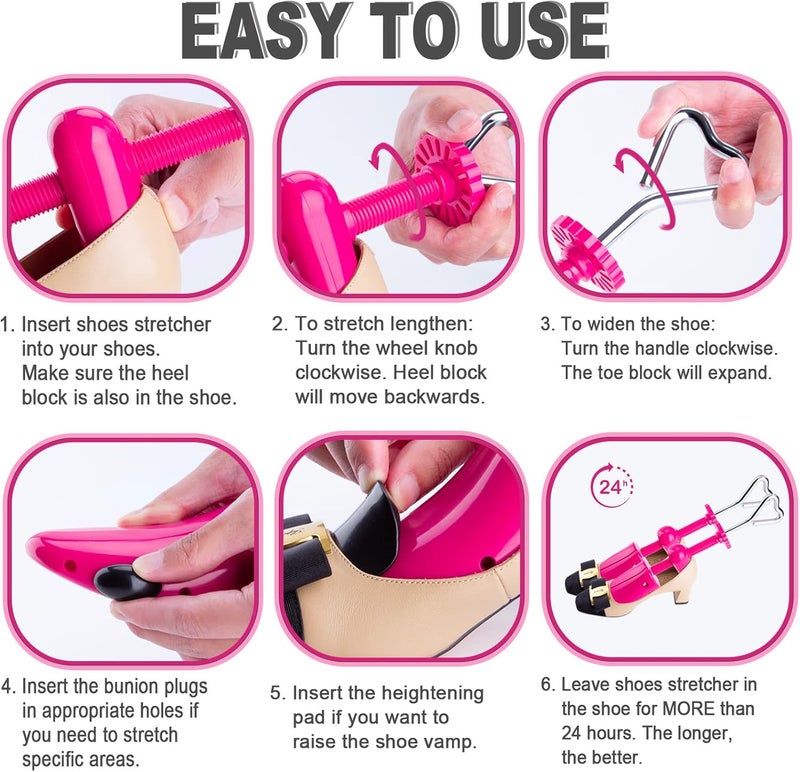 Fabulas Shoe Stretcher Women, 4-Way Adjustable Shoe Expander Widener Plastic Shoes Tree Shape for Wide Feet - Image 4